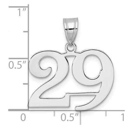 14K Weißgold Poliert Zahl 29 Anhänger