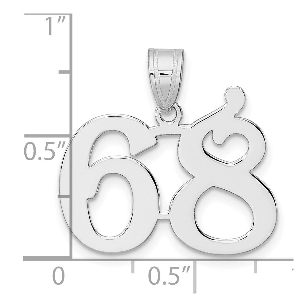 14K Weißgold Poliert Zahl 68 Anhänger