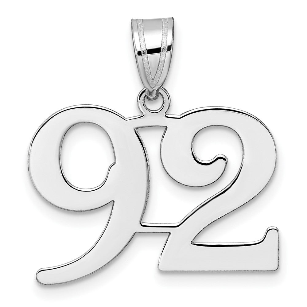 14K Weißgold Poliert Zahl 92 Anhänger
