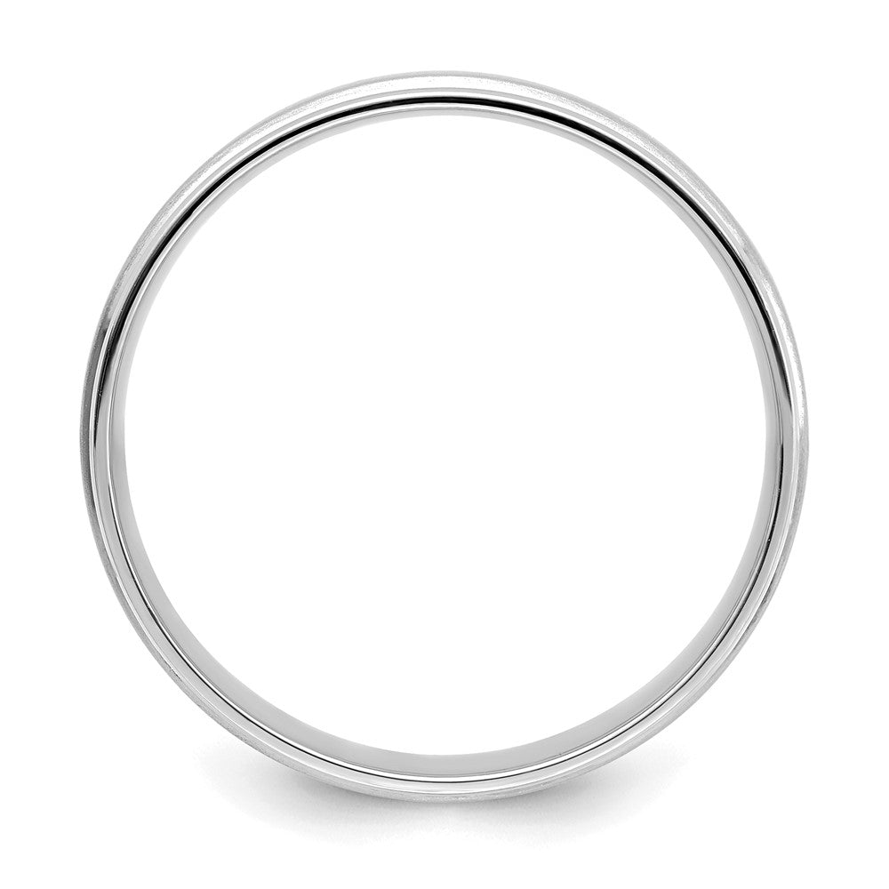 14K Weißgold Ehering, 6 mm, Standardgewicht, Komfortpassform, satiniert/poliert mit gerillter Kante