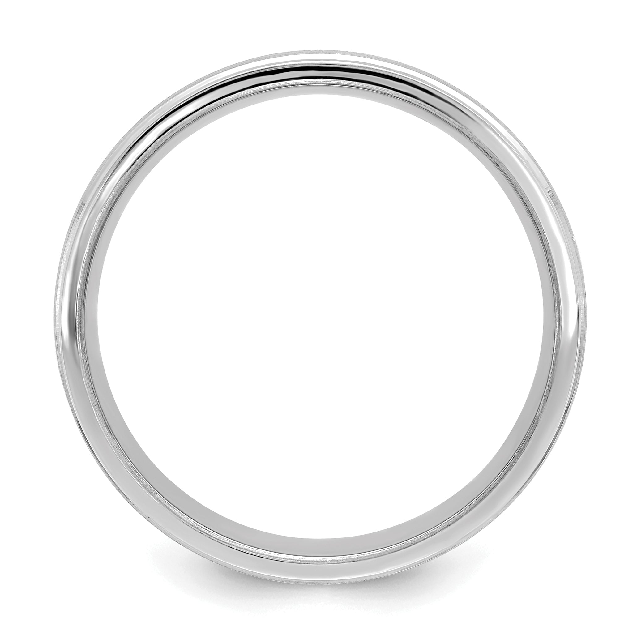 14K Weißgold 6 mm leichter Ehering mit Komfort-Passform, satiniert gebürstet mit dekorativer Mittellinie
