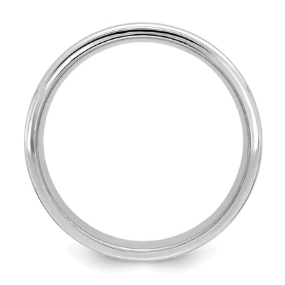 14K Weißgold 6 mm leichter Ehering mit Komfort-Passform, satiniert gebürstet mit dekorativer Mittellinie