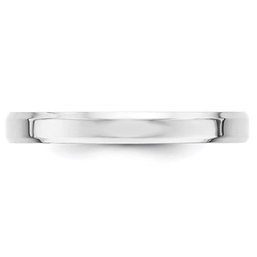 14K Weißgold 3 mm Ehering mit abgeschrägter Kante und Komfort-Passform
