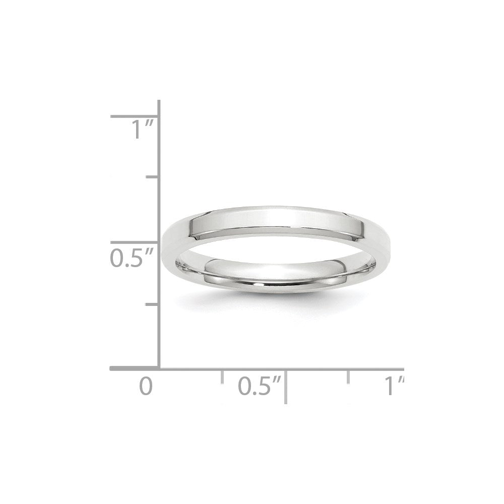 14K Weißgold 3 mm Ehering mit abgeschrägter Kante und Komfort-Passform