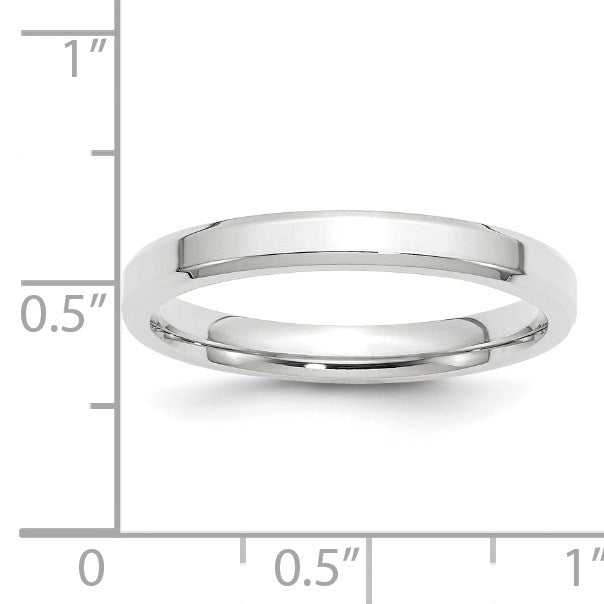 10k Weißgold 3 mm Ehering mit abgeschrägter Kante und Komfort-Passform