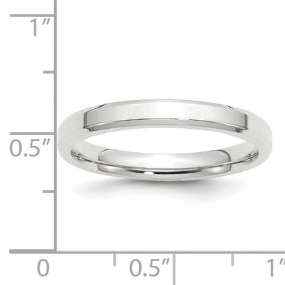 10k Weißgold 3 mm Ehering mit abgeschrägter Kante und Komfort-Passform