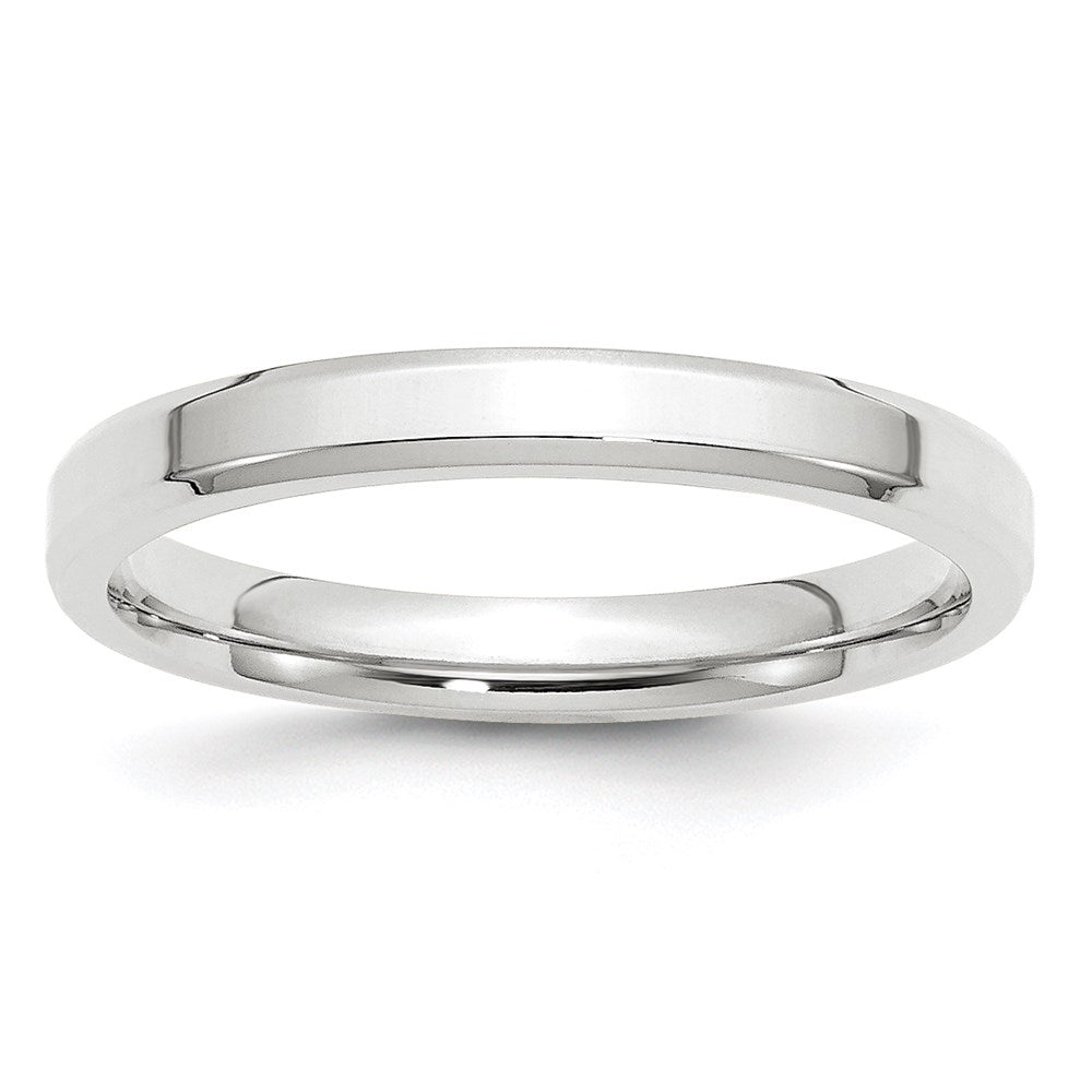 14K Weißgold 3 mm Ehering mit abgeschrägter Kante und Komfort-Passform