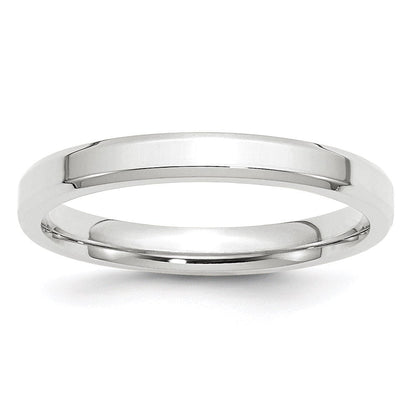 14K Weißgold 3 mm Ehering mit abgeschrägter Kante und Komfort-Passform