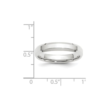 14K Weißgold 4 mm Ehering mit abgeschrägter Kante und Komfort-Passform