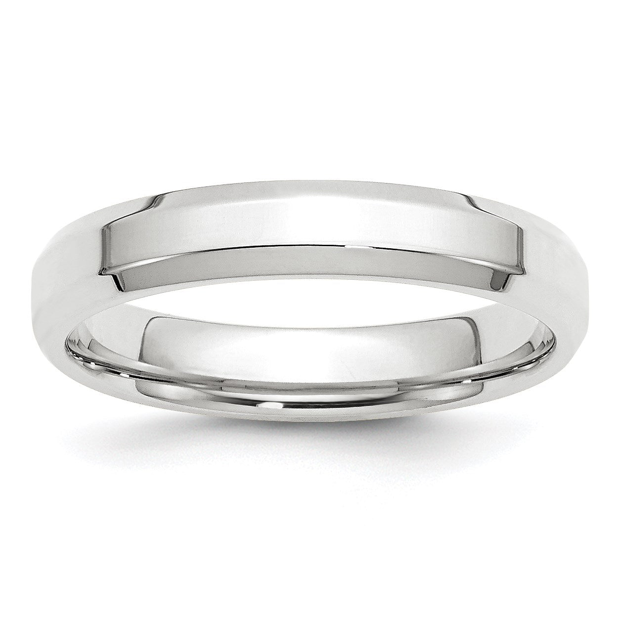 14K Weißgold 4 mm Ehering mit abgeschrägter Kante und Komfort-Passform
