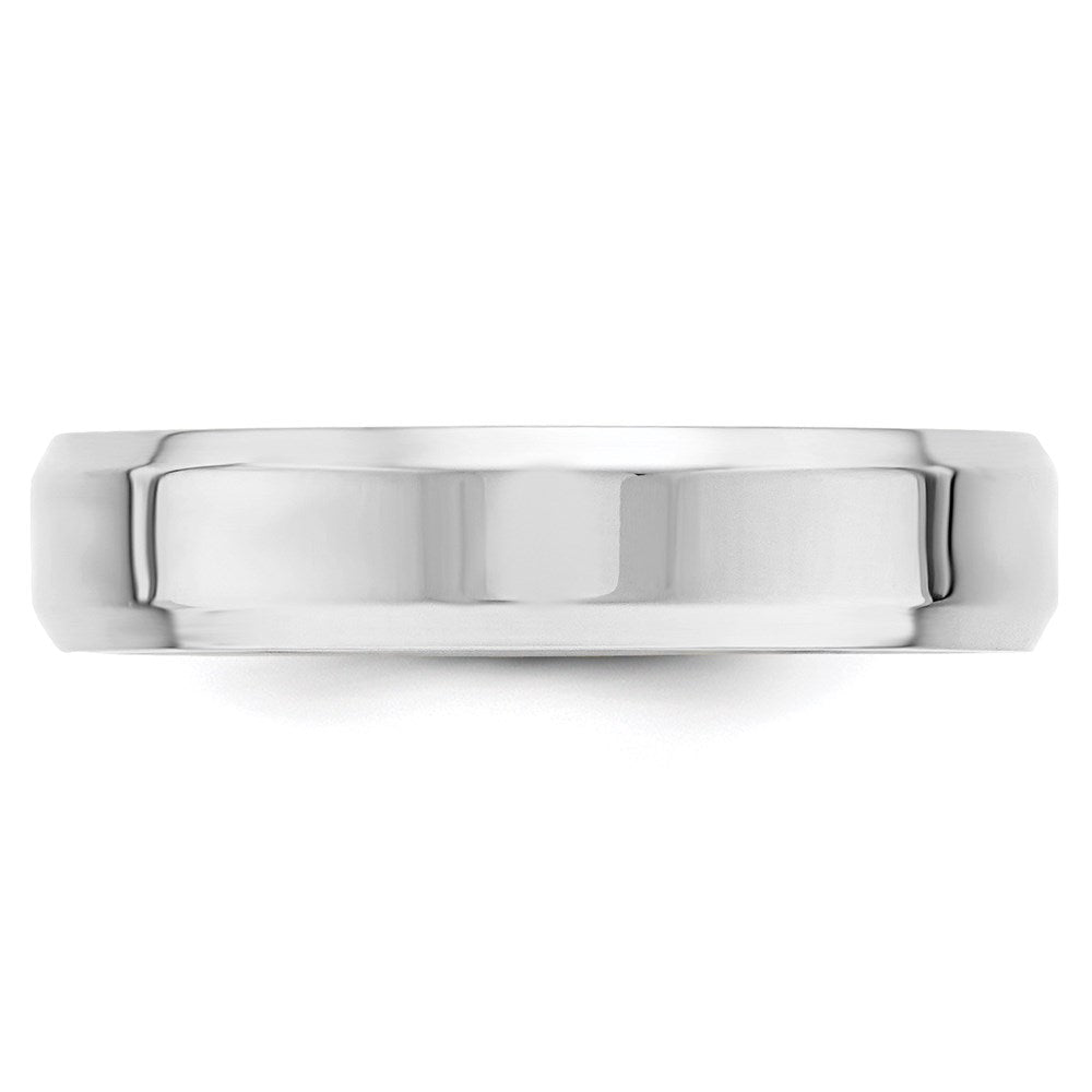 14K Weißgold 5 mm Ehering mit abgeschrägter Kante, Komfort-Passform