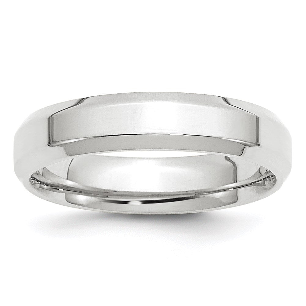 14K Weißgold 5 mm Ehering mit abgeschrägter Kante, Komfort-Passform