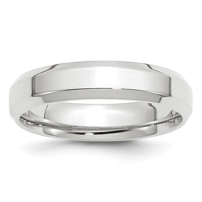 14K Weißgold 5 mm Ehering mit abgeschrägter Kante, Komfort-Passform
