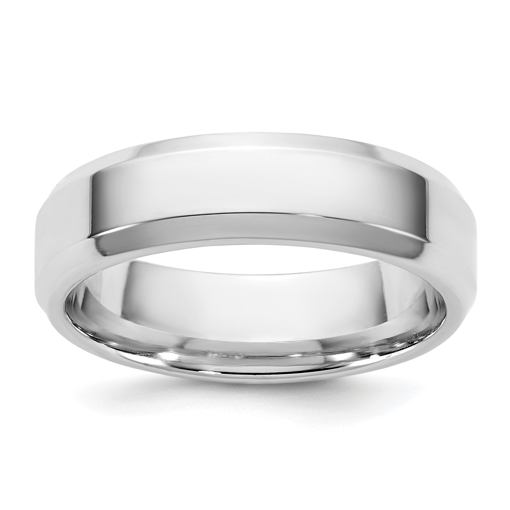 10K Weißgold 10 Kw 5,5 mm Ring mit abgeschrägter Kante, Komfortpassform, Größe 7,5