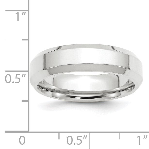 10K Weißgold 6 mm Ehering mit abgeschrägter Kante und Komfort-Passform