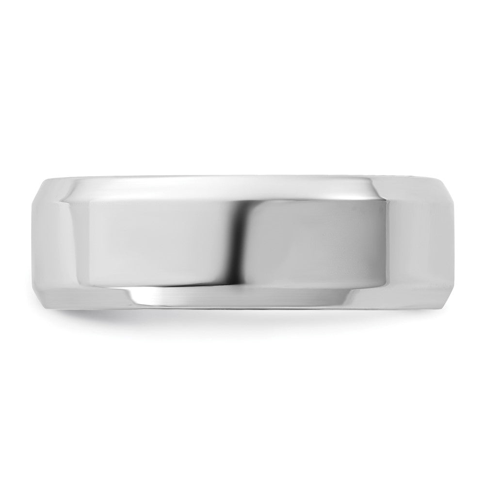 10K Weißgold 10Kw 6,5 mm Ring mit abgeschrägter Kante, Komfortpassform, Größe 11,5