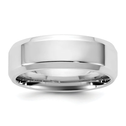 10K Weißgold 6,5 mm Ring mit abgeschrägter Kante, Komfortpassform, Größe 12