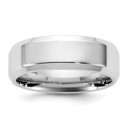 10K Weißgold Ring mit abgeschrägter Kante, 6,5 mm, Komfortpassung, Größe 6,5