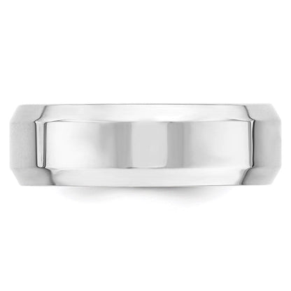 14K Weißgold 7 mm Ehering mit abgeschrägter Kante und Komfort-Passform