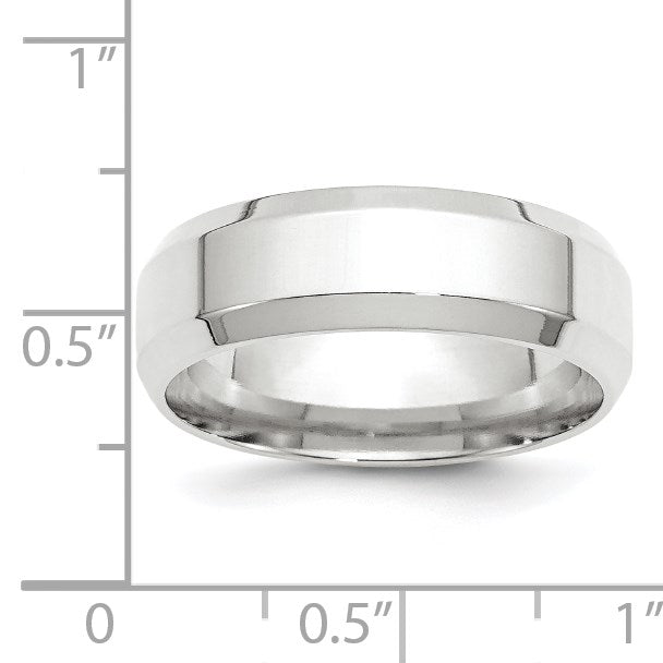14K Weißgold 7 mm Ehering mit abgeschrägter Kante und Komfort-Passform