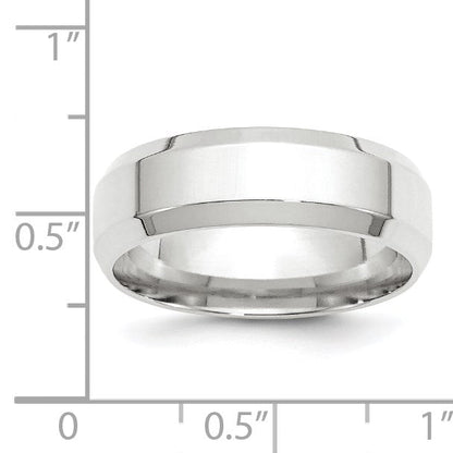 14K Weißgold 7 mm Ehering mit abgeschrägter Kante und Komfort-Passform