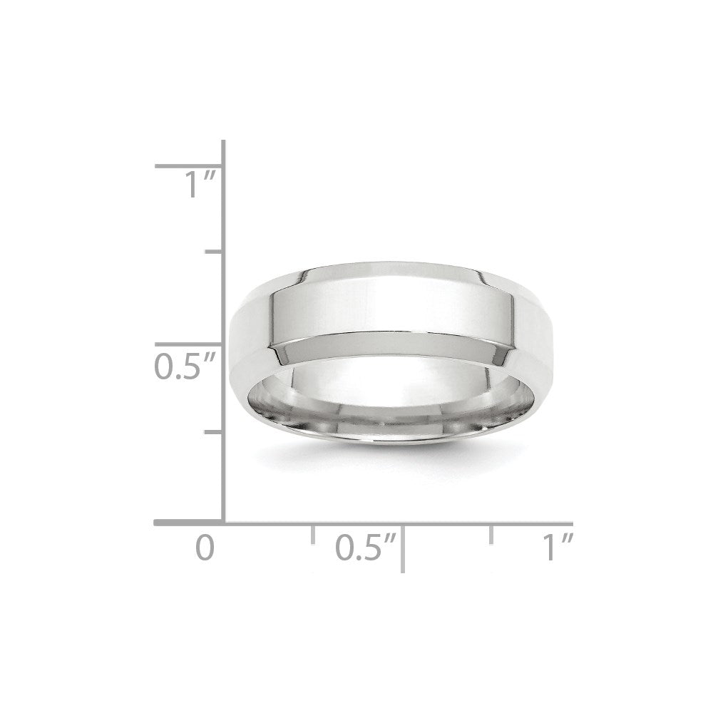 14K Weißgold 7 mm Ehering mit abgeschrägter Kante und Komfort-Passform