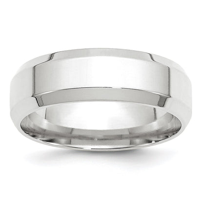 14K Weißgold 7 mm Ehering mit abgeschrägter Kante und Komfort-Passform