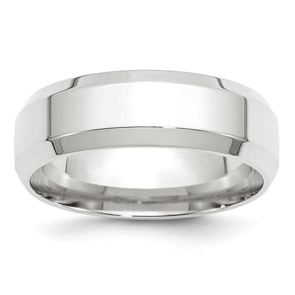 14K Weißgold 7 mm Ehering mit abgeschrägter Kante und Komfort-Passform