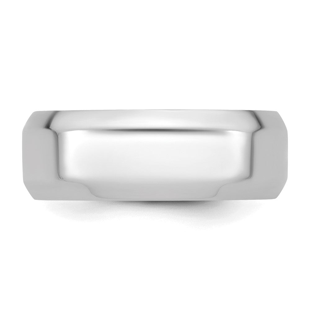 14K Weißgold 8 mm Ehering mit abgeschrägter Kante und Komfort-Passform
