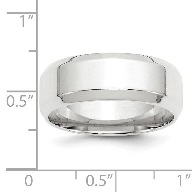 10K Weißgold Ehering, 8 mm, abgeschrägte Kante, Komfort-Passform
