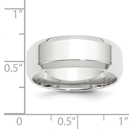10K Weißgold Ehering, 8 mm, abgeschrägte Kante, Komfort-Passform