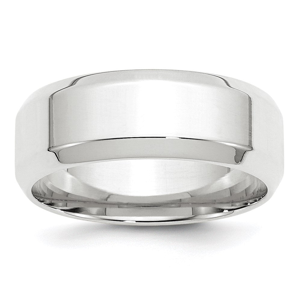 14K Weißgold 8 mm Ehering mit abgeschrägter Kante und Komfort-Passform