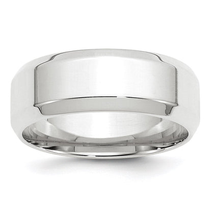 14K Weißgold 8 mm Ehering mit abgeschrägter Kante und Komfort-Passform