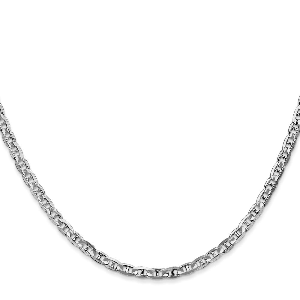 14K Weißgold 3mm Konkav Anker mit Karabinerverschluss Halskette