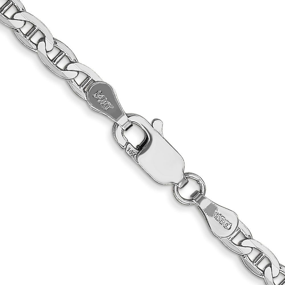14K Weißgold 3mm Konkav Anker mit Karabinerverschluss Halskette