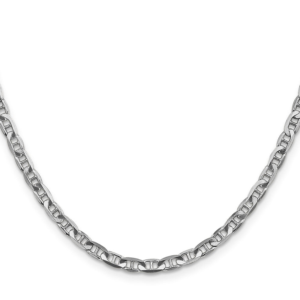 14K Weißgold 3.75mm Konkav Anker mit Karabinerverschluss Halskette