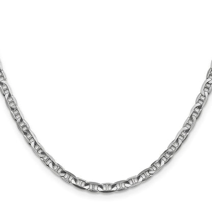 14K Weißgold 3.75mm Konkav Anker mit Karabinerverschluss Halskette