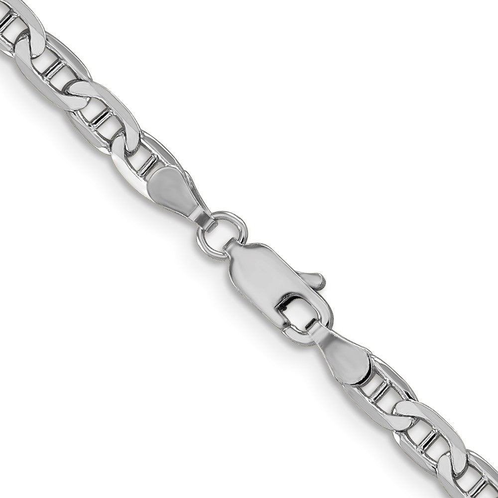 14K Weißgold 3.75mm Konkav Anker mit Karabinerverschluss Halskette