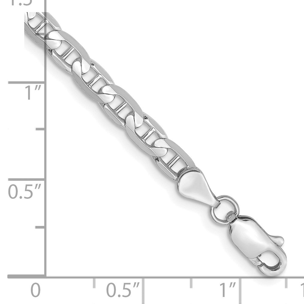 14K Weißgold 3.75mm Konkav Anker mit Karabinerverschluss Gliederarmband