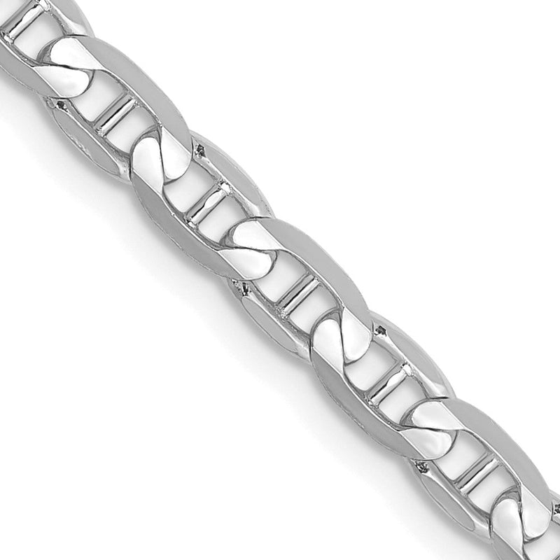 14K Weißgold 3.75mm Konkav Anker mit Karabinerverschluss Halskette