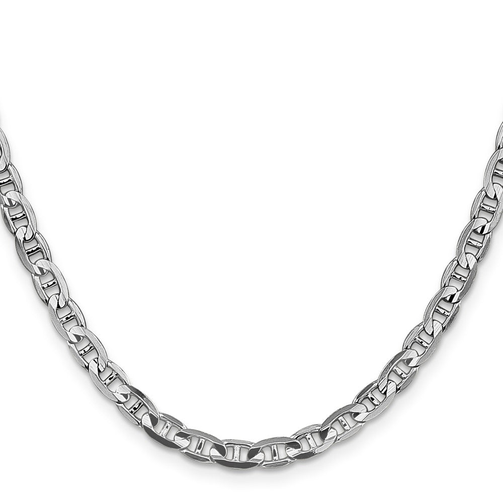 Massiv 14K Weißgold 3.75mm Konkav Anker mit Karabinerverschluss Halskette