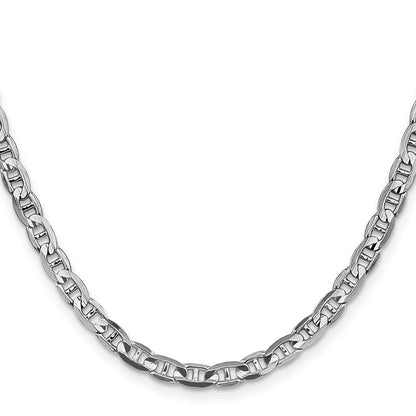Massiv 14K Weißgold 3.75mm Konkav Anker mit Karabinerverschluss Halskette