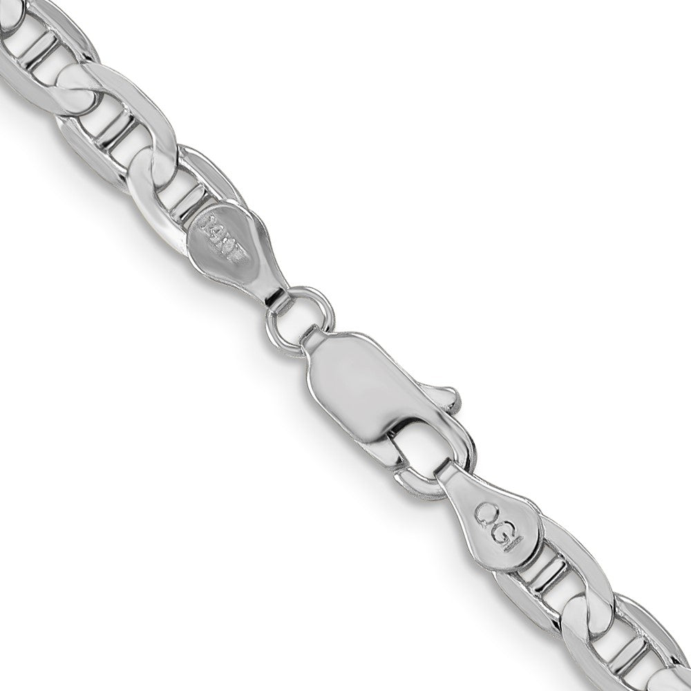 Massiv 14K Weißgold 3.75mm Konkav Anker mit Karabinerverschluss Halskette
