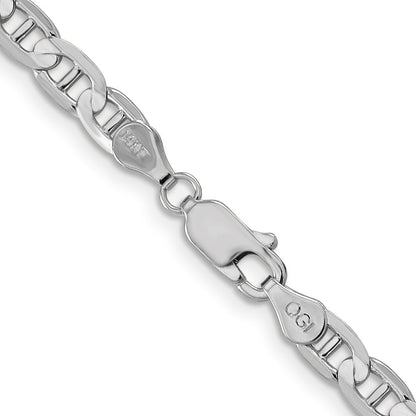 Massiv 14K Weißgold 3.75mm Konkav Anker mit Karabinerverschluss Halskette