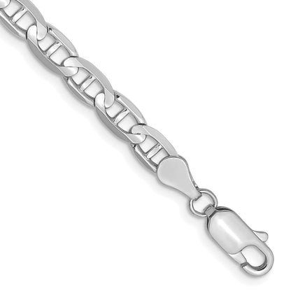 Massiv 14K Weißgold 4.5mm Konkav Anker mit Karabinerverschluss Gliederarmband