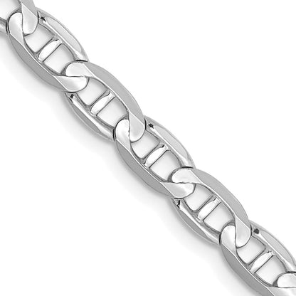 Massiv 14K Weißgold 3.75mm Konkav Anker mit Karabinerverschluss Halskette