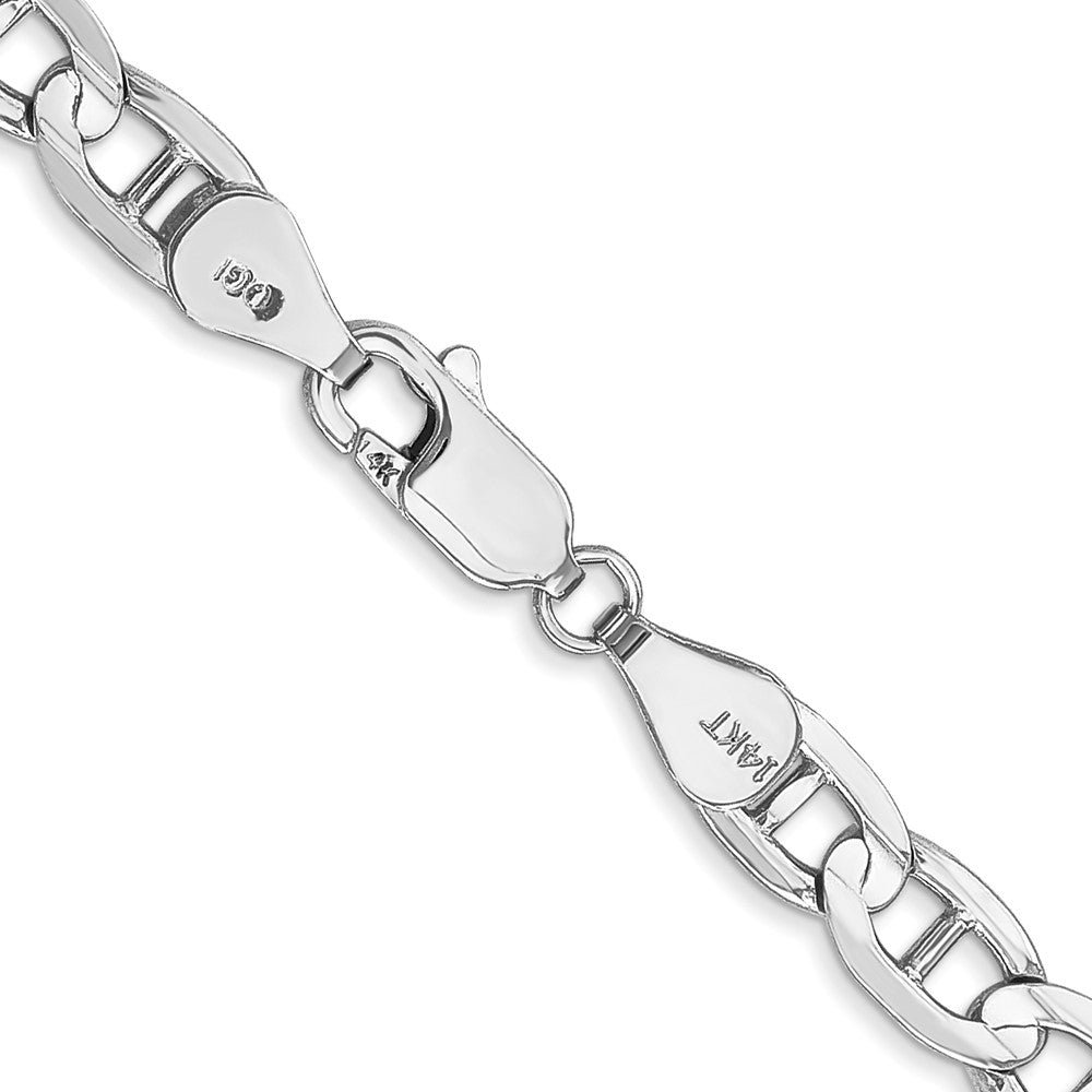 Massiv 14K Weißgold 5.25mm Konkav Anker mit Karabinerverschluss Halskette