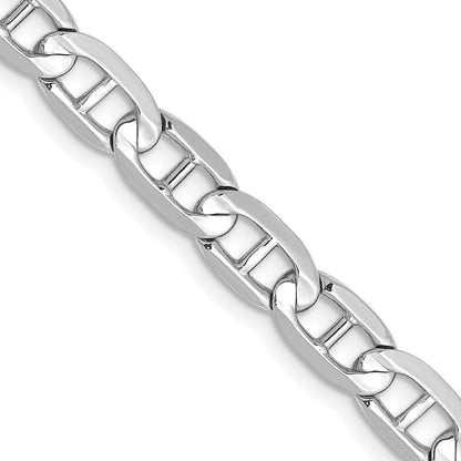 Massiv 14K Weißgold 5.25mm Konkav Anker mit Karabinerverschluss Halskette