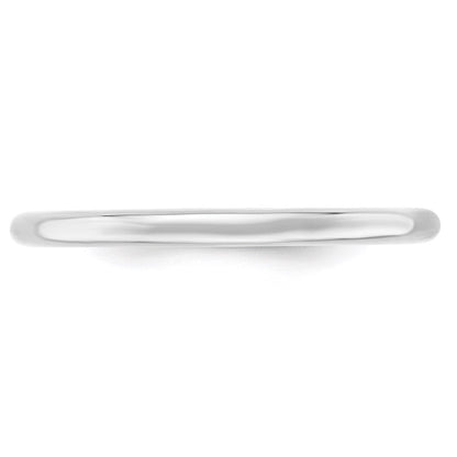 14K Weißgold 2 mm Ehering mit Standardgewicht und Komfort-Passform