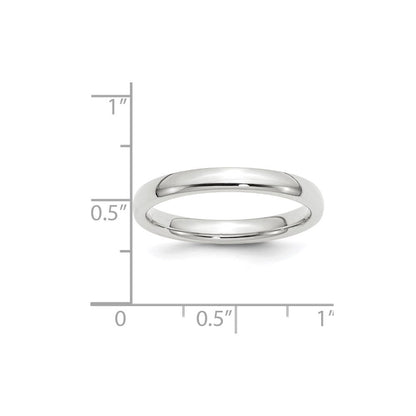 10k Weißgold 3 mm Standardgewicht Ehering mit Komfort-Passform